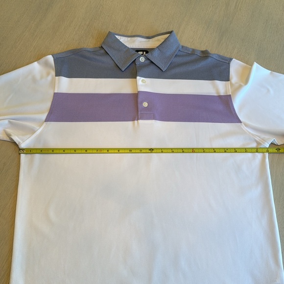 Men’s FootJoy Purple Navy White‎ Stripe Golf Short Sleeve Polo Size Medium - Picture 6 of 12